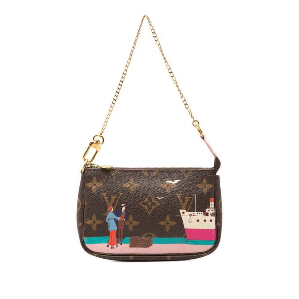 LOUIS VUITTON Brown Monogram Leather Pochette Mini Bag